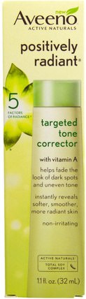 Active Naturals, Positively Radiant, Targeted Tone Corrector, 1.1 fl oz (32 ml) by Aveeno, 美容，面部護理，面霜，乳液 HK 香港